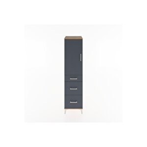 Hyperion Dolap 2 Raflı 3 Çekmeceli Tek Kapaklı 44x44x182 Çam-antrasit