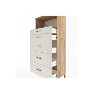 Hyperion Dolap Tek Raflı 5 Çekmeceli 88x44x182 Çam-aytaşı