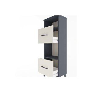 Arges Dolap 2 Raflı 2 Çekmeceli 44x30x134 Antrasit-aytaşı