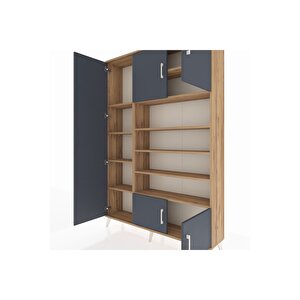 Arges Dolap 10 Raflı 5 Kapaklı 132x30x195 Çam-antrasit/çam