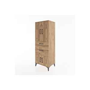 Hyperion Dolap 3 Raflı 2 Çekmeceli 4 Kapaklı 60x44x163 Çam-çam