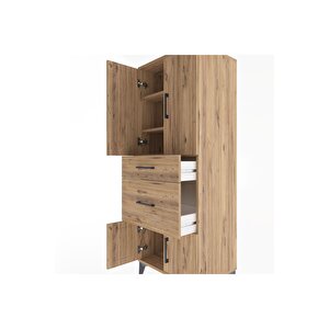 Hyperion Dolap 3 Raflı 2 Çekmeceli 4 Kapaklı 60x44x163 Çam-çam