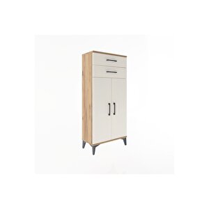 Arges Dolap 2 Raflı 2 Çekmeceli 2 Kapaklı 60x30x134 Çam-aytaşı