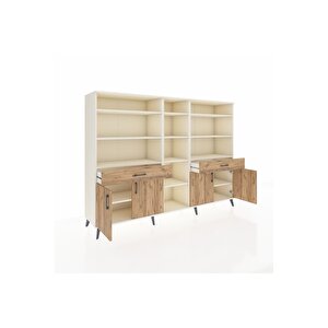 Hyperion Dolap 12 Raflı 2 Çekmeceli 4 Kapaklı 220x44x163 Aytaşı-çam