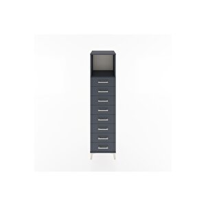 Hyperion Dolap Tek Raflı 8 Çekmeceli 44x44x182 Antrasit-antrasit