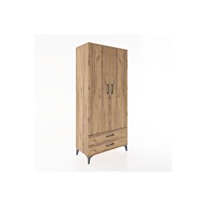 Hyperion Dolap 5 Raflı 2 Çekmeceli 2 Kapaklı 88x44x195 Çam-çam