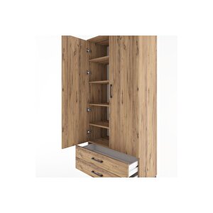 Hyperion Dolap 5 Raflı 2 Çekmeceli 2 Kapaklı 88x44x195 Çam-çam