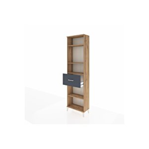 Arges Dolap 4 Raflı Tek Çekmeceli 60x30x221 Çam-antrasit