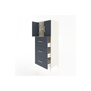 Hyperion Dolap 2 Raflı 3 Çekmeceli 2 Kapaklı 60x44x163 Aytaşı-antrasit