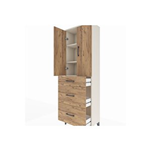 Arges Dolap 3 Raflı 3 Çekmeceli 2 Kapaklı 60x30x182 Aytaşı-çam