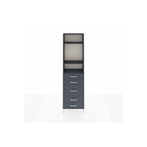 Arges Dolap 3 Raflı 5 Çekmeceli 60x30x221 Antrasit-antrasit