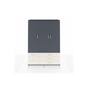 Hyperion Dolap 5 Raflı 5 Çekmeceli Tek Askılı 132x44x195 Antrasit-antrasit/aytaşı