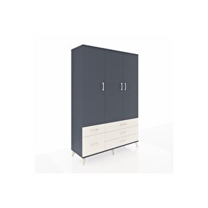 Hyperion Dolap 5 Raflı 5 Çekmeceli Tek Askılı 132x44x195 Antrasit-antrasit/aytaşı