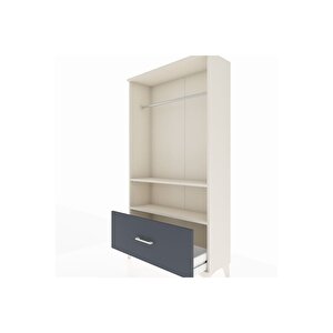 Arges Dolap 2 Raflı Tek Çekmeceli Tek Askılı 88x30x163 Aytaşı-antrasit