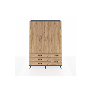 Arges Gardrop 5 Raflı 5 Çekmeceli Tek Askılı 132x30x195 Antrasit-çam