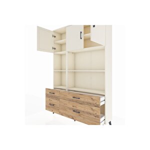 Arges Dolap 8 Raflı 4 Çekmeceli 3 Kapaklı 132x30x195 Aytaşı-aytaşı/çam