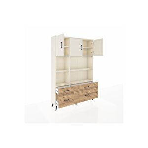 Arges Dolap 8 Raflı 4 Çekmeceli 3 Kapaklı 132x30x195 Aytaşı-aytaşı/çam