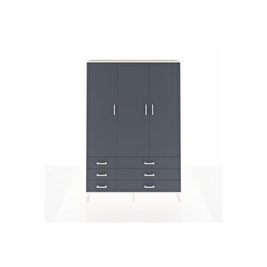 Arges Gardrop 5 Raflı 6 Çekmeceli Tek Askılı 132x30x195 Aytaşı-antrasit