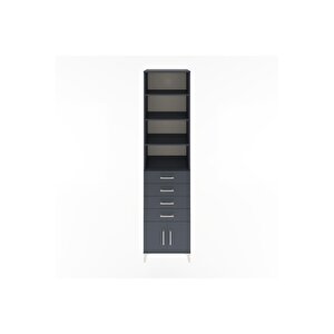 Hyperion Dolap 4 Raflı 4 Çekmeceli 2 Kapaklı 60x44x243 Antrasit-antrasit
