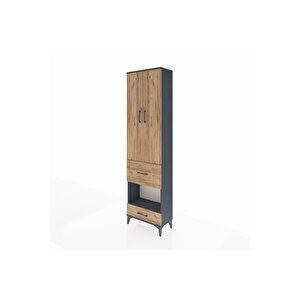 Arges Dolap 4 Raflı 2 Çekmeceli 2 Kapaklı 60x30x221 Antrasit-çam