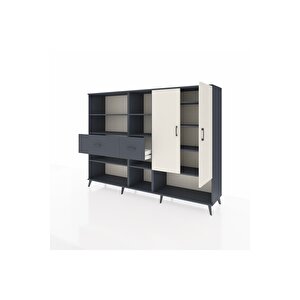 Hyperion Dolap 10 Raflı 2 Çekmeceli 2 Kapaklı 220x44x163 Antrasit-aytaşı/antrasit