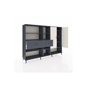 Hyperion Dolap 10 Raflı 2 Çekmeceli 2 Kapaklı 220x44x163 Antrasit-aytaşı/antrasit