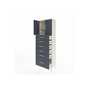 Arges Dolap 2 Raflı 6 Çekmeceli 2 Kapaklı 60x30x182 Aytaşı-antrasit