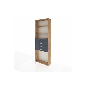 Arges Dolap 3 Raflı 4 Çekmeceli 88x30x243 Çam-antrasit