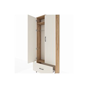 Arges Dolap 2 Raflı Tek Çekmeceli Tek Askılı 88x30x221 Çam-aytaşı