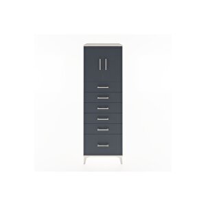 Hyperion Dolap Tek Raflı 6 Çekmeceli 2 Kapaklı 60x44x182 Aytaşı-antrasit