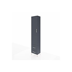 Arges Dolap 2 Raflı 2 Çekmeceli Tek Askılı 44x30x221 Antrasit-antrasit