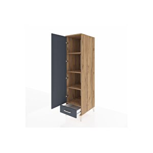 Kronos Dolap 4 Raflı Tek Çekmeceli Tek Kapaklı 44x59x182 Çam-antrasit