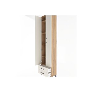 Arges Dolap 5 Raflı 2 Çekmeceli 2 Kapaklı 60x30x243 Çam-aytaşı
