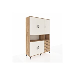 Hyperion Dolap 7 Raflı 4 Çekmeceli 5 Kapaklı 132x44x195 Çam-aytaşı/çam