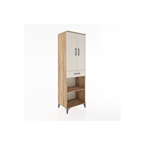 Hyperion Dolap 4 Raflı Tek Çekmeceli 2 Kapaklı 60x44x195 Çam-aytaşı