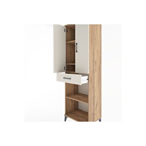 Hyperion Dolap 4 Raflı Tek Çekmeceli 2 Kapaklı 60x44x195 Çam-aytaşı