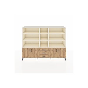 Hyperion Dolap 11 Raflı 3 Çekmeceli 4 Kapaklı 220x44x163 Aytaşı-çam