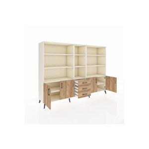 Hyperion Dolap 11 Raflı 3 Çekmeceli 4 Kapaklı 220x44x163 Aytaşı-çam