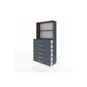 Arges Dolap 2 Raflı 6 Çekmeceli 88x30x182 Antrasit-antrasit