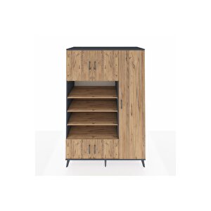 Kronos Dolap 11 Raflı 5 Kapaklı 132x59x195 Antrasit-çam/çam