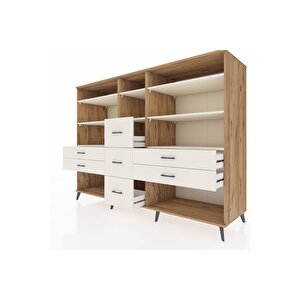 Kronos Dolap 8 Raflı 7 Çekmeceli  220x59x163 Çam-aytaşı