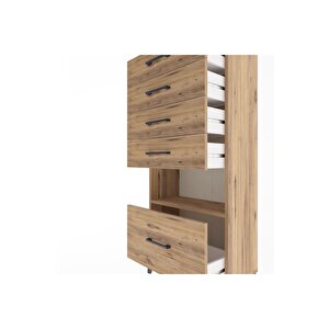 Arges Dolap Tek Raflı 5 Çekmeceli 60x30x134 Çam-çam