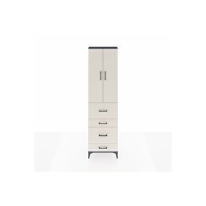 Arges Dolap 3 Raflı 4 Çekmeceli 2 Kapaklı 60x30x221 Antrasit-aytaşı