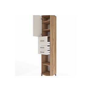 Hyperion Dolap 4 Raflı 3 Çekmeceli Tek Kapaklı 44x44x243 Çam-aytaşı