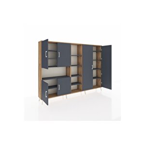 Arges Dolap 13 Raflı 6 Kapaklı 220x30x163 Çam-antrasit