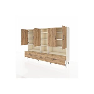 Hyperion Dolap 12 Raflı 3 Çekmeceli 5 Kapaklı 220x44x163 Aytaşı-çam