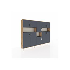 Arges Dolap 14 Raflı 10 Kapaklı 220x30x163 Çam-antrasit