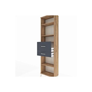 Arges Dolap 4 Raflı 2 Çekmeceli 60x30x221 Çam-antrasit