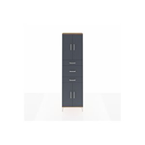 Arges Dolap 3 Raflı 3 Çekmeceli 4 Kapaklı 60x30x221 Çam-antrasit