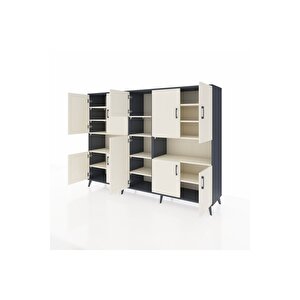 Hyperion Dolap 14 Raflı 10 Kapaklı 220x44x163 Antrasit-aytaşı